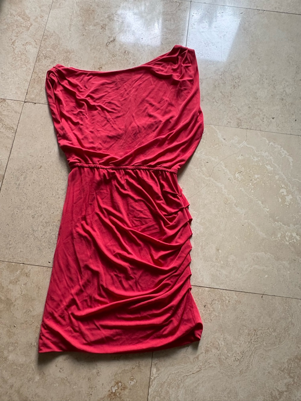Halston Heritage Strapless Ruched Red Cocktail Dress